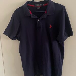 U.S. Polo Assn. Men's Dark Blue Polo with Red Accents